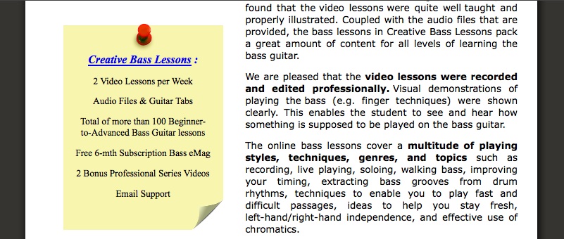 Independent review of Bass Lessons Online