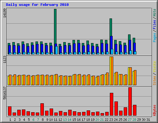 Daily usage for February 2010
